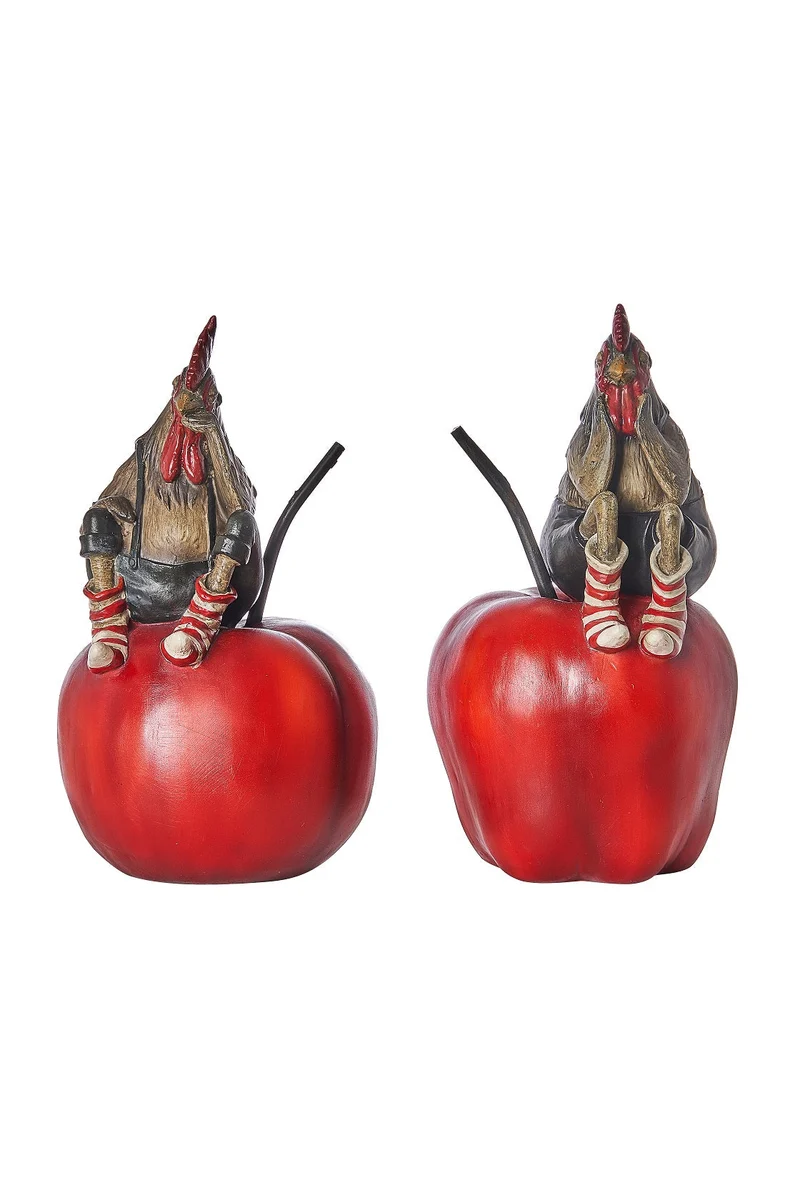 Haan op appel polyester 25cm 2 assortie