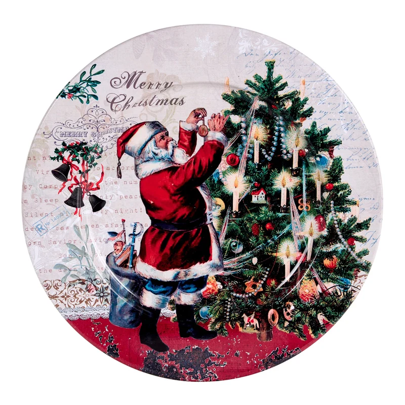 Onderbord metaal kerstman kerstboom ø 33 CM