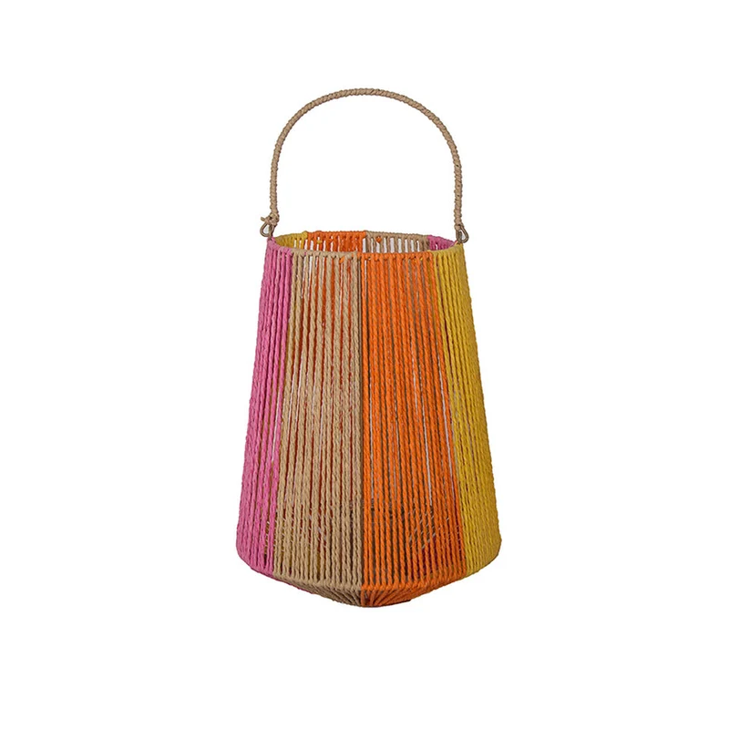 Lantaarn Nicole papiertouw met glas D29 H39cm Multikleur