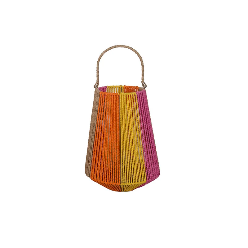 Lantaarn Nicole papiertouw met glas D25 H33cm Multikleur