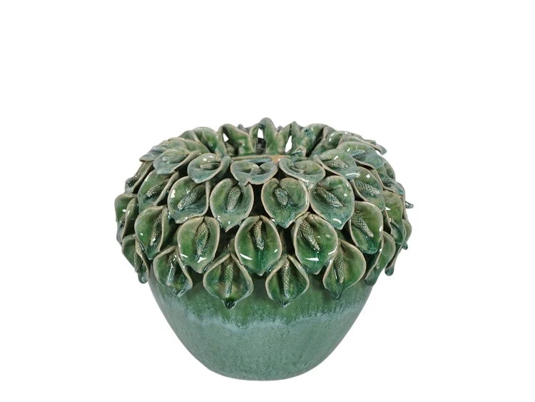 POT CERAMIC D22X17,5H LGREEN/PETALS