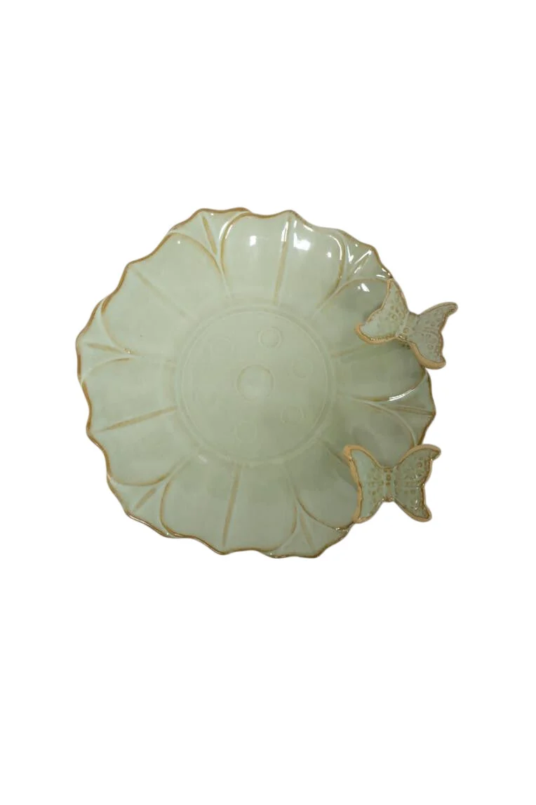 TRAY/BUTTERFLY PORCELAIN D15,5 GREEN