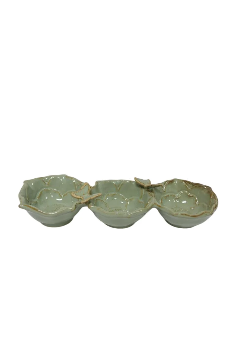TRAY/BUTTEFLY PORCELAIN OV 29,5 GREEN