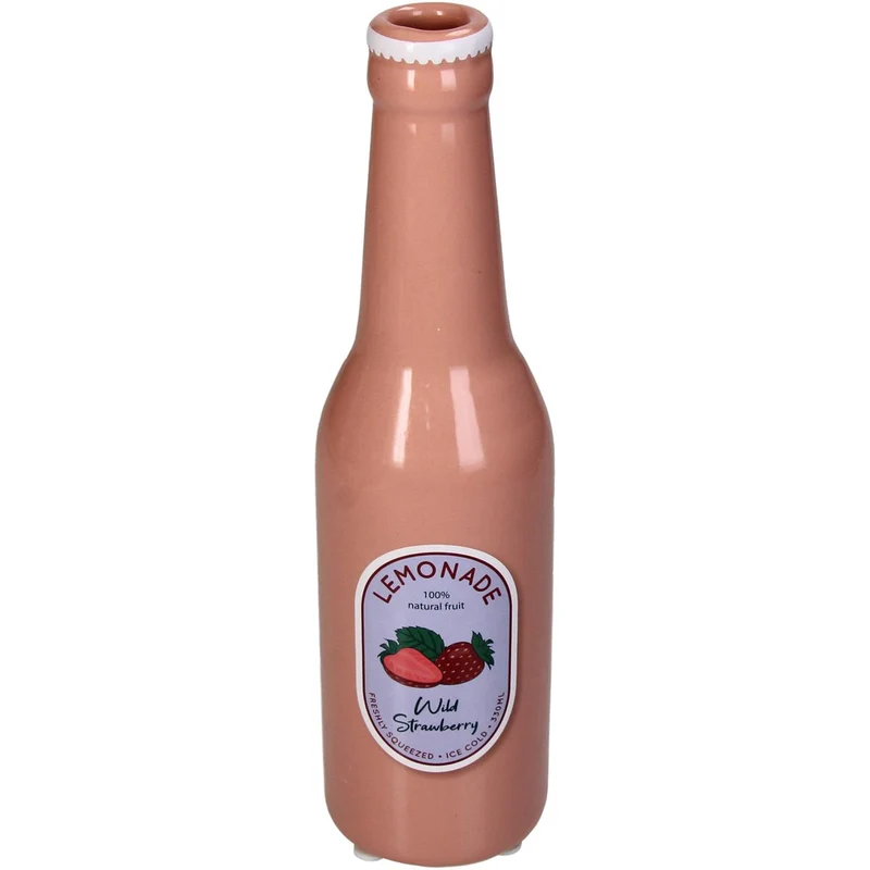 Vase Lemonade Strawberry Bottle Fine Earthenware Multi 6.5x6.5x24cm