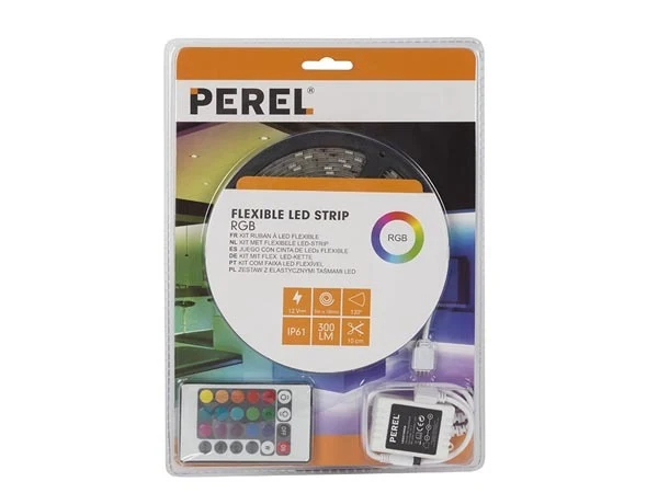 5 meter IP61 LED strip - RGB - Complete set - Inkortbaar