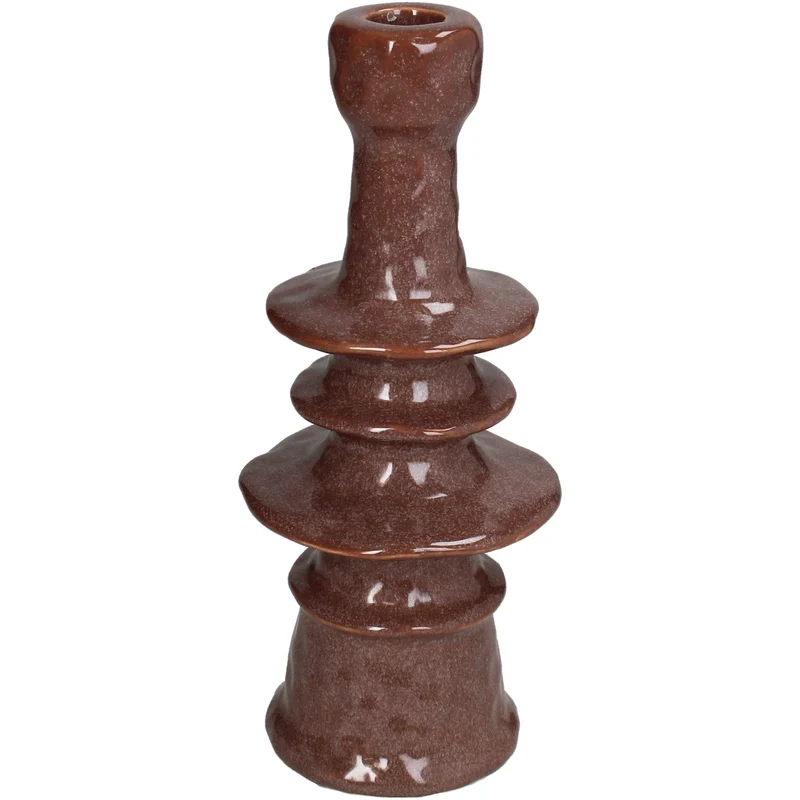 Candle Stick Stoneware Terra 9x9x22cm