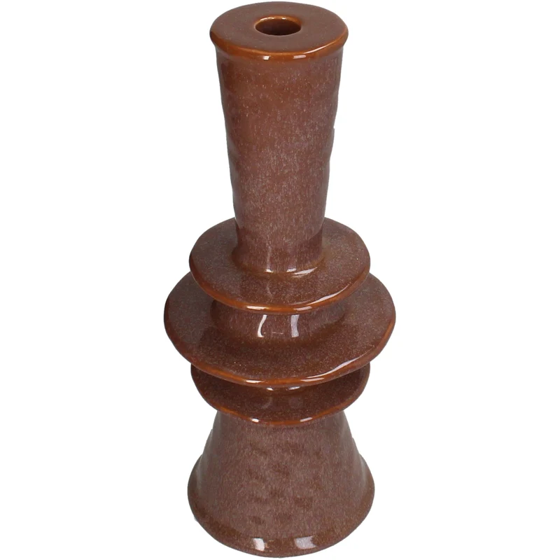 Candle Stick Stoneware Terra 12.5x12.5x30.5cm