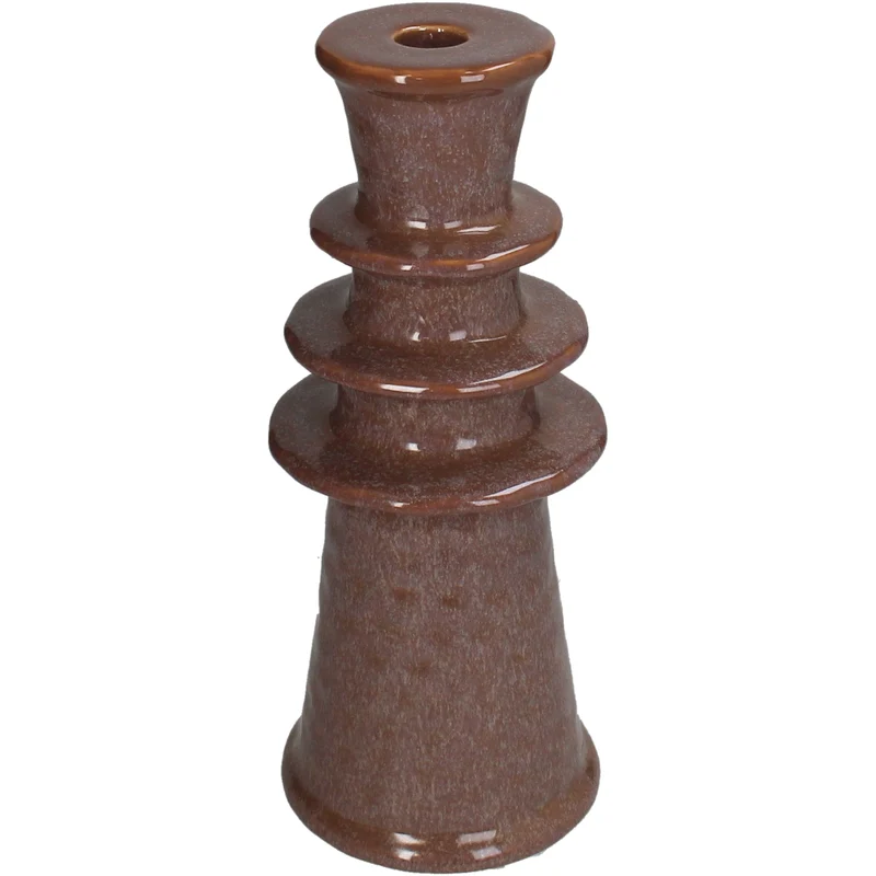 Candle Stick Stoneware Terra 11.5x11.5x27cm