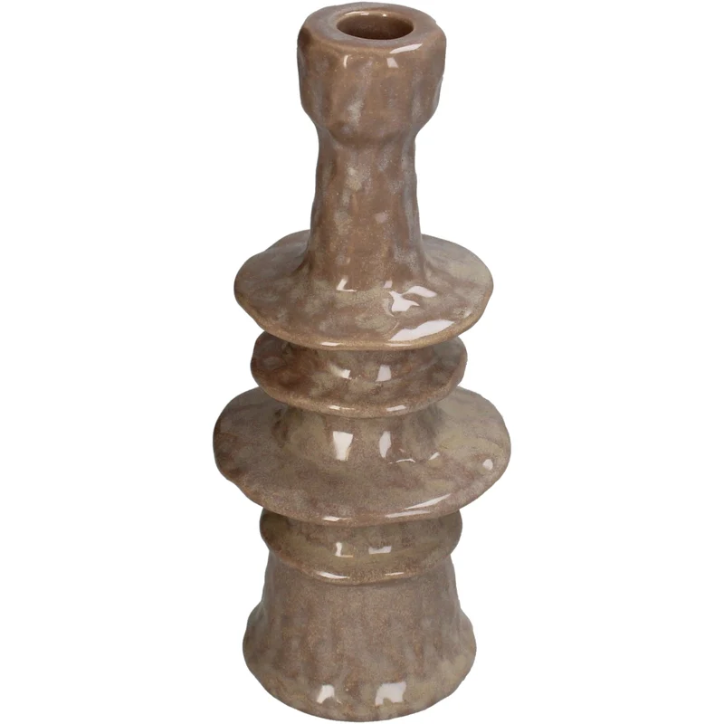 Candle Stick Stoneware Mauve 9x9x22cm