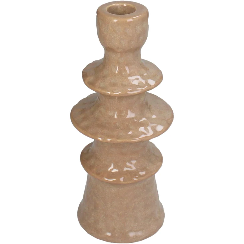 Candle Stick Stoneware Mauve 8x8x19cm