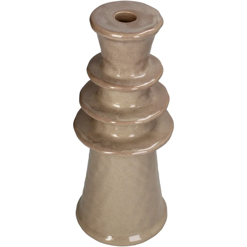 Candle Stick Stoneware Mauve 11.5x11.5x27cm