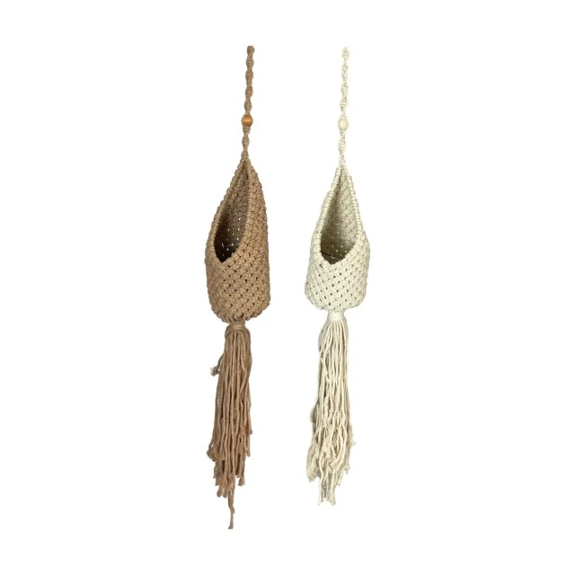 Planter hanger macrame with glass Ø12x75cm Mixed brown