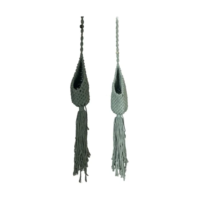 Planter hanger macrame with glass Ø12x75cm Mixed grey