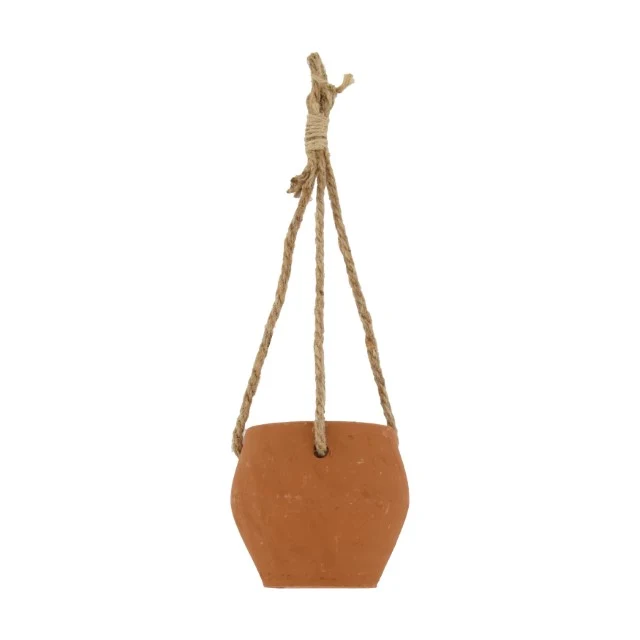 Planter hanging terracotta with rope Ø9.5x8.5cm Terra cotta