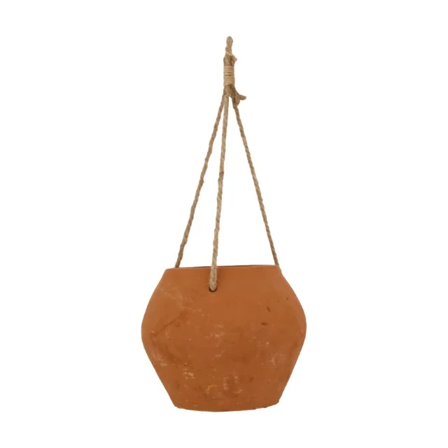 Planter hanging terracotta with rope Ø18x14.5cm Terra cotta
