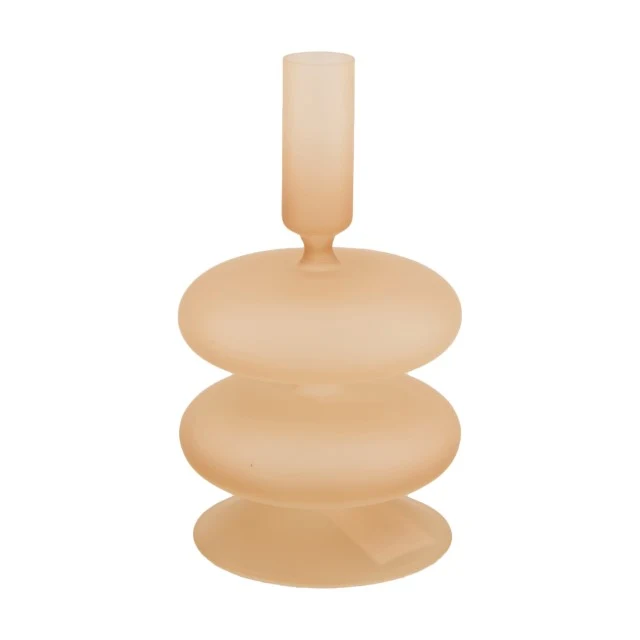 Dinnercandle holder glass Ø10x17.5cm Light pink