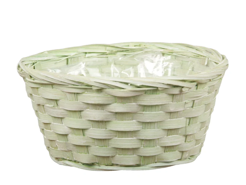 pc. bamboo basket l. Green Ø 20x9 cm