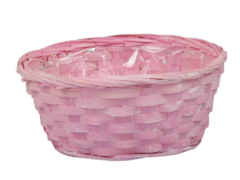 pc. bamboo basket l. Pink Ø 20x9 cm