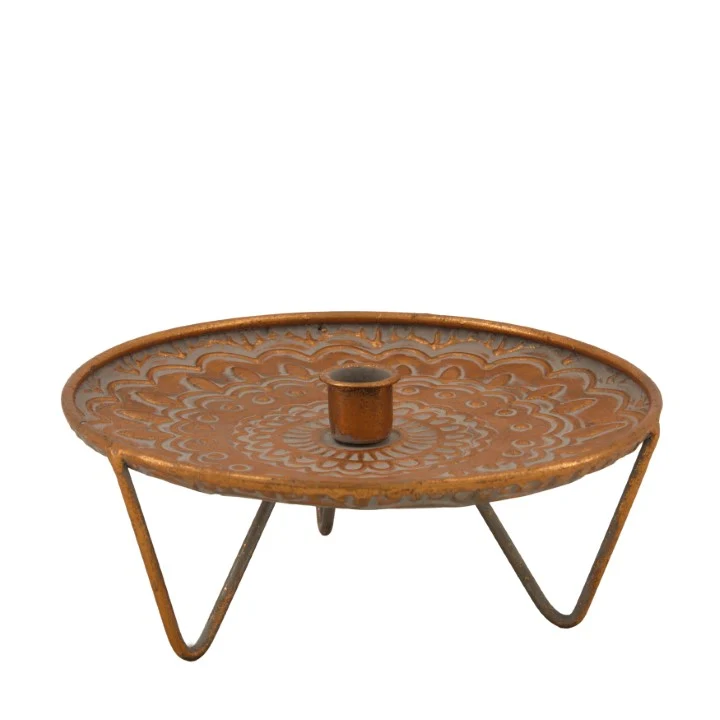 Candle holder metal Ø22x9.5cm Antique Copper-wash
