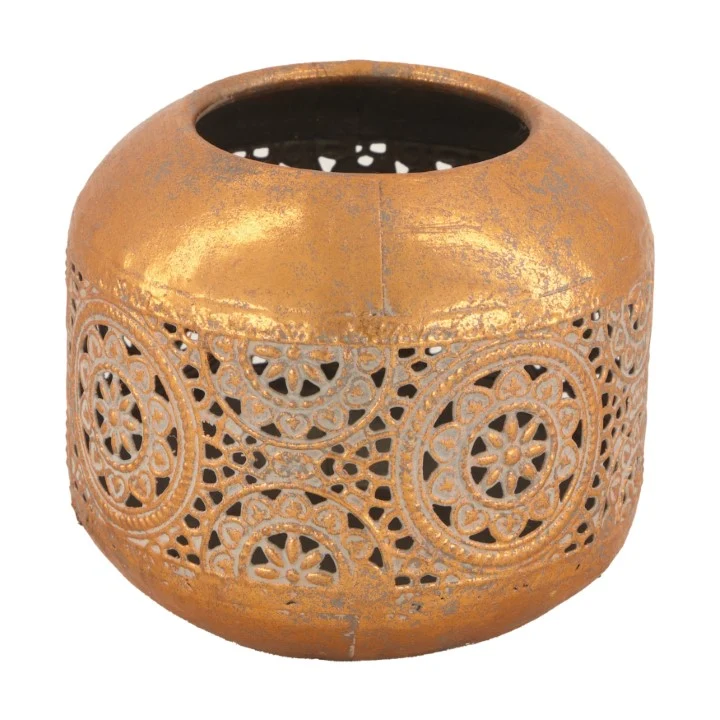 Candle holder metal with glass Ø10x8.5cm Antique Copper-wash