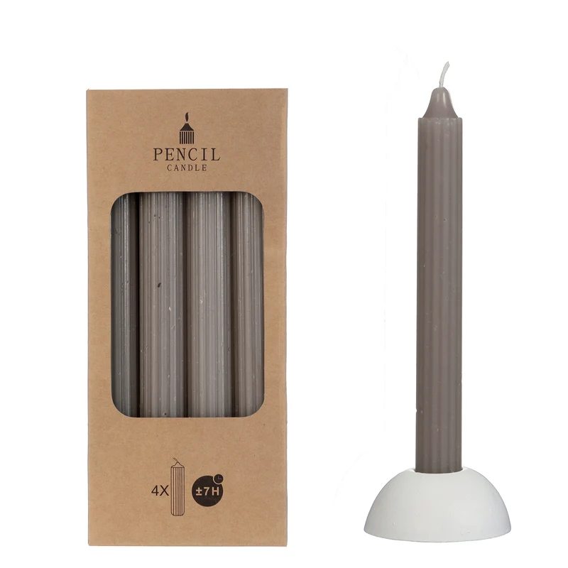 Set 4 pencil candle h.20 Ø2,2 cm grey