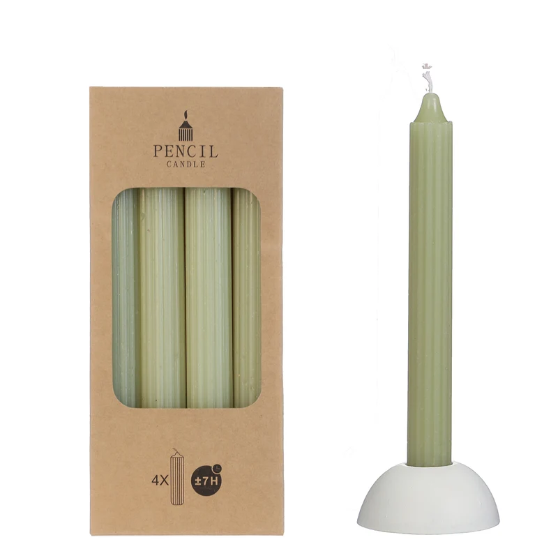 Set 4 pencil candle h.20 Ø2,2 cm dusty green