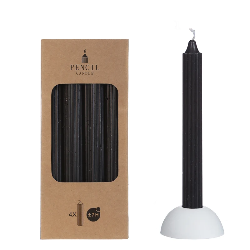 Set 4 pencil candle h.20 Ø2,2 cm black