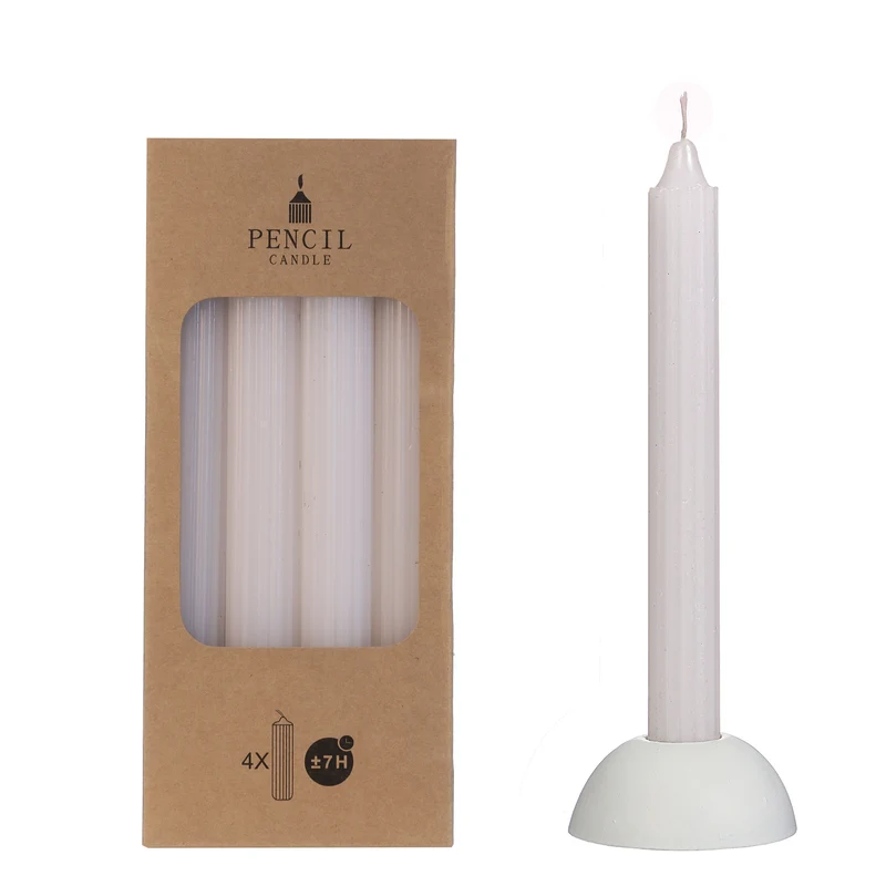Set 4 pencil candle h.20 Ø2,2 cm white