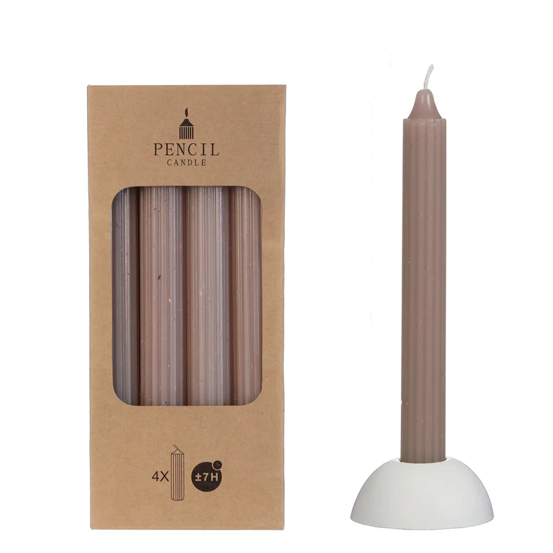 Set 4 pencil candle h.20 Ø2,2 cm taupe