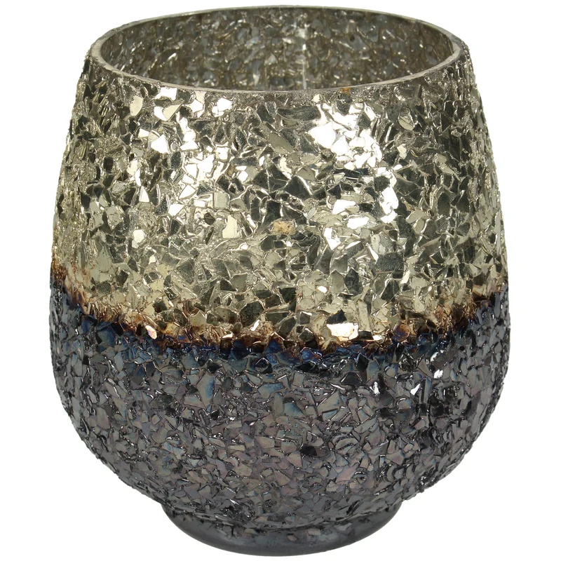 Candle Holder Glass Blue 12x12x13cm
