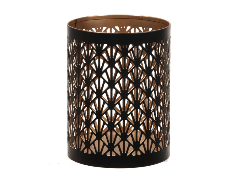 pc. 1 metal candleholder ''crown'' black/gold Ø8x10cm