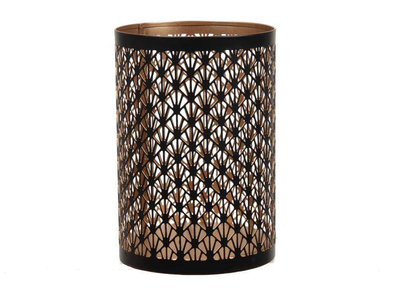 pc. 1 metal candleholder ''crown'' black/gold Ø10x15,5cm