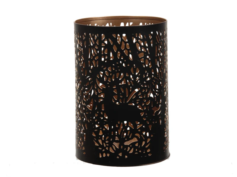 pc. 1 metal candleholder ''tree'' black/gold Ø10x15,5cm