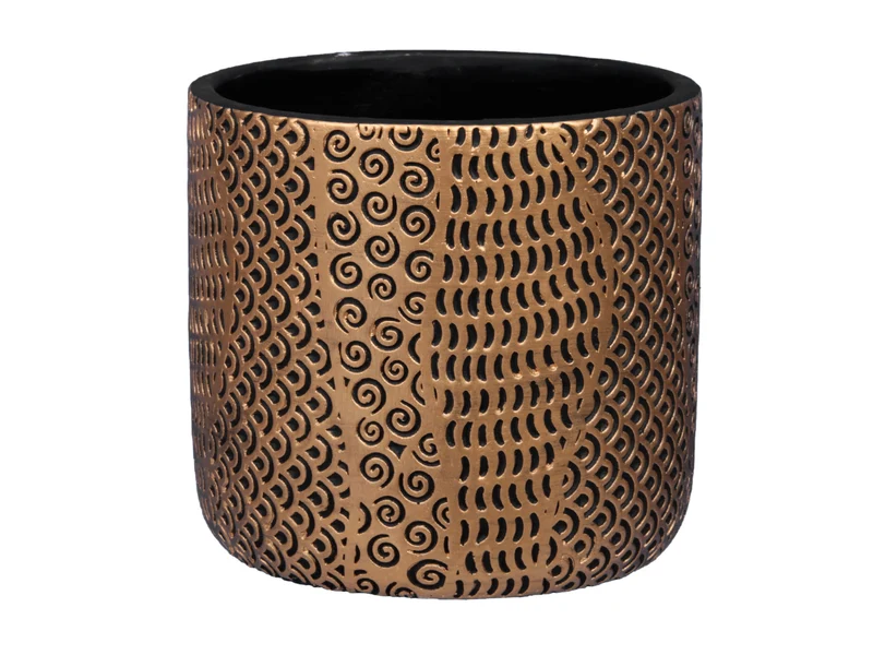 pc. 1 cement flowerpot black/gold Ø14x13cm