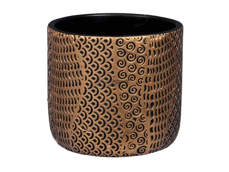 pc. 1 cement flowerpot black/gold Ø12x11cm