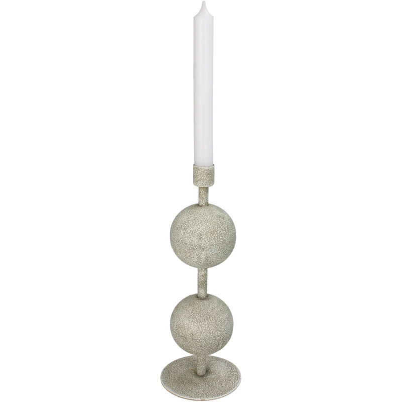 Candle Stick Balls Metal Ivory 10x10x27.5cm