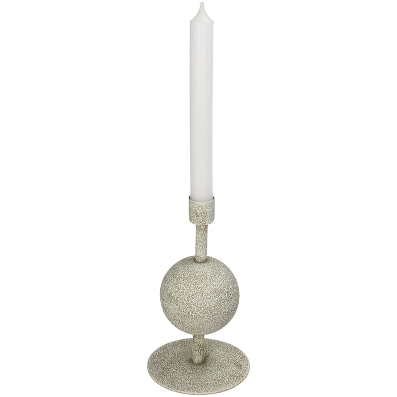 Candle Stick Ball Metal Ivory 10x10x17.5cm
