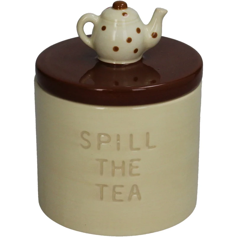 Keepsake Box Spill the Tea Dolomite Ivory 11x11x13cm