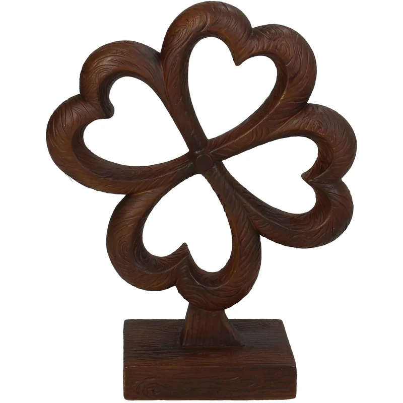 Ornament Four-Leaf Clover Polyresin Brown 12x5x15cm