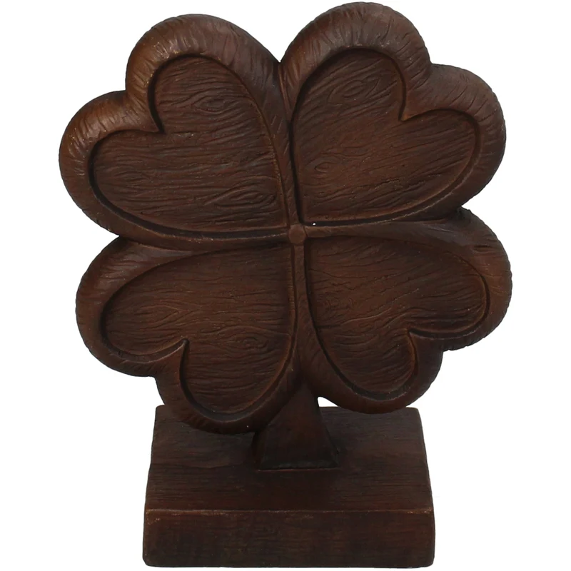 Ornament Four-Leaf Clover Polyresin Brown 9x4x11.5cm
