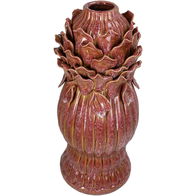 Vase Stoneware Brown 15x15x36cm