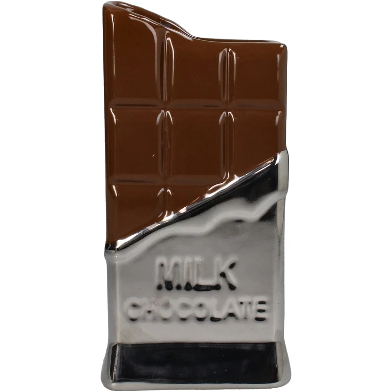 Vase Milk Chocolate Fine Earthenware Silver 10x5x19.5cm