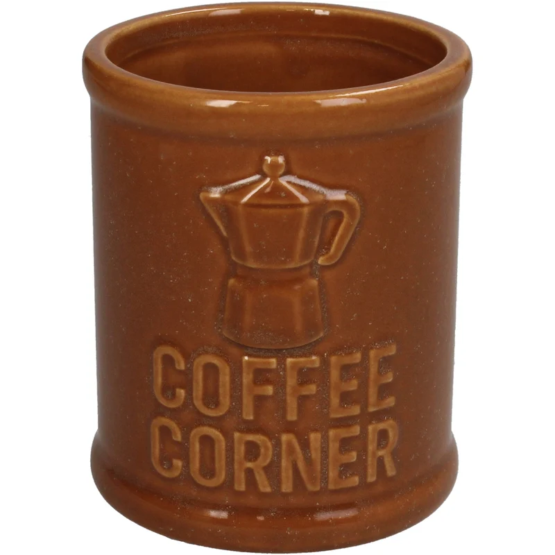 Planter Coffee Corner Stoneware Brown 8.5x8.8x10.5cm