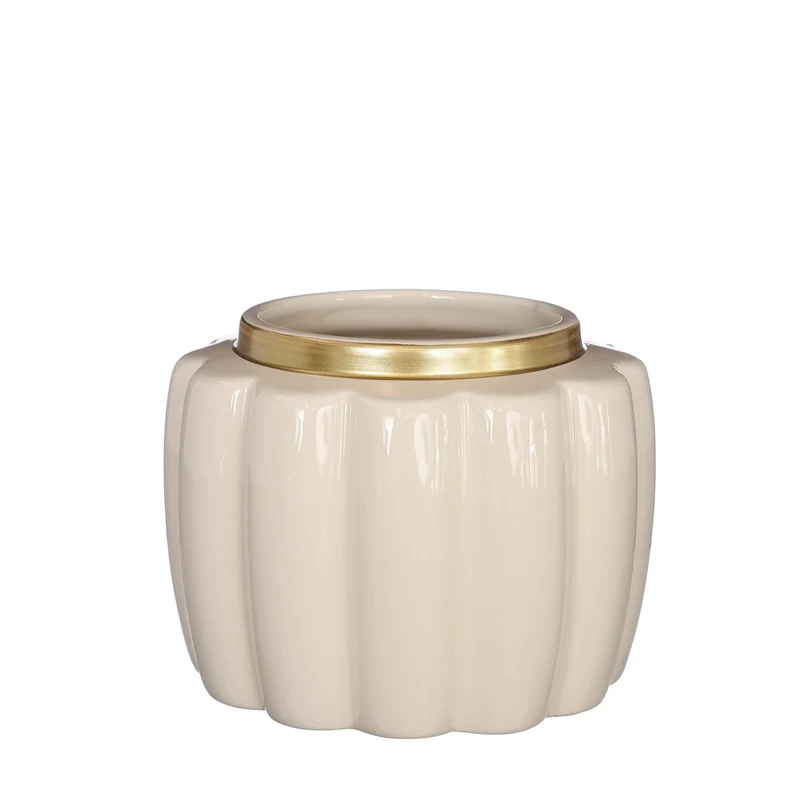 Pouff pot aardewerk Ø17,6 h.13,7 cm crème