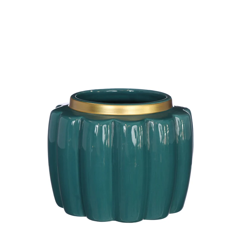Pouff pot aardewerk Ø12,6 h.9,7 cm petrol