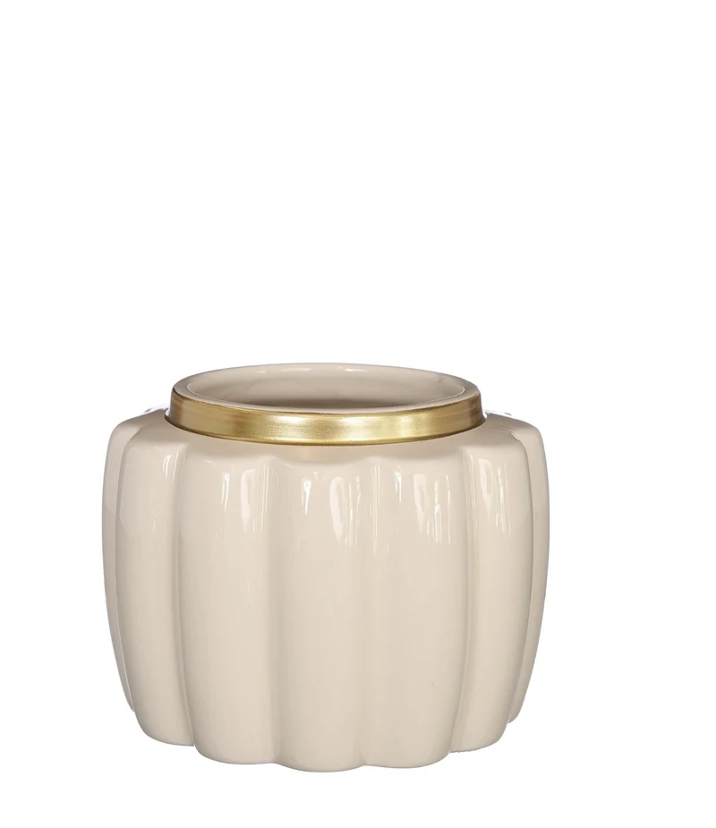 Pouff pot aardewerk Ø12,6 h.9,7 cm crème