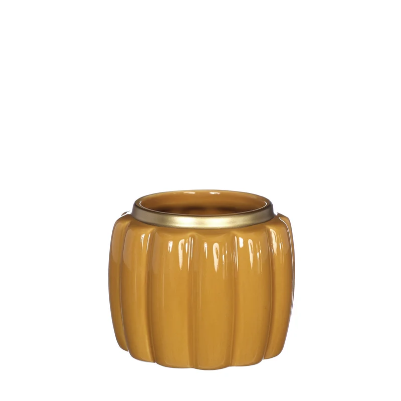 Pouff pot aardewerk Ø9,5 h.7,6 cm mosterd