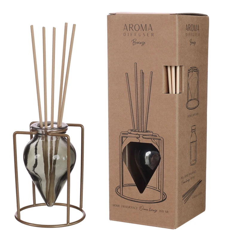 Diffuser glas Breeze grijs Ø8,5 h.22 cm