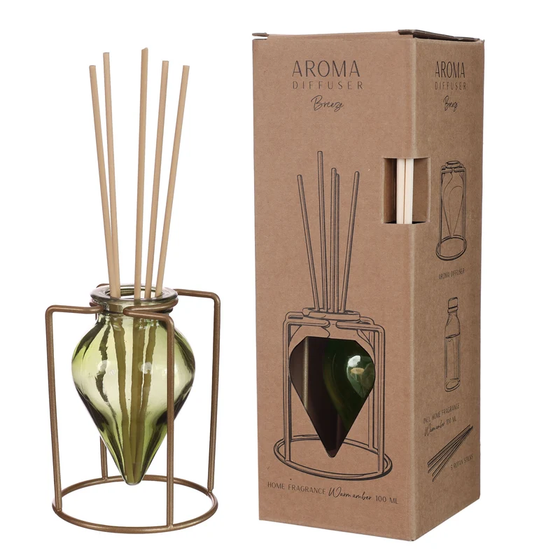 Diffuser glas Breeze groen Ø8,5 h.22 cm