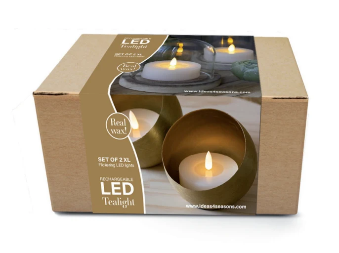 Led oplaadbare theelicht wax set 4 w.USBc-kabel